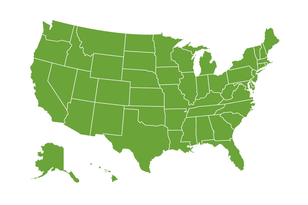United States map in green