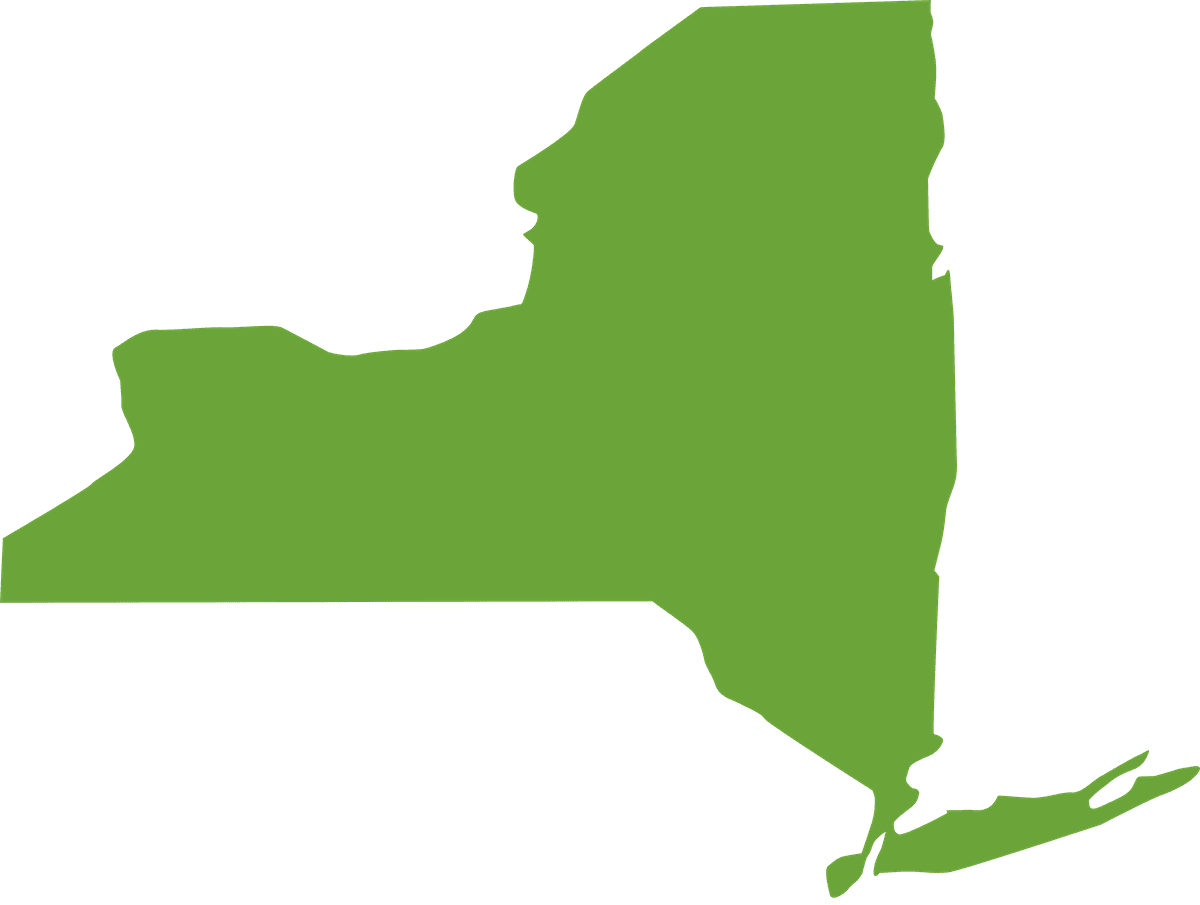 Shape of the state of New York in green